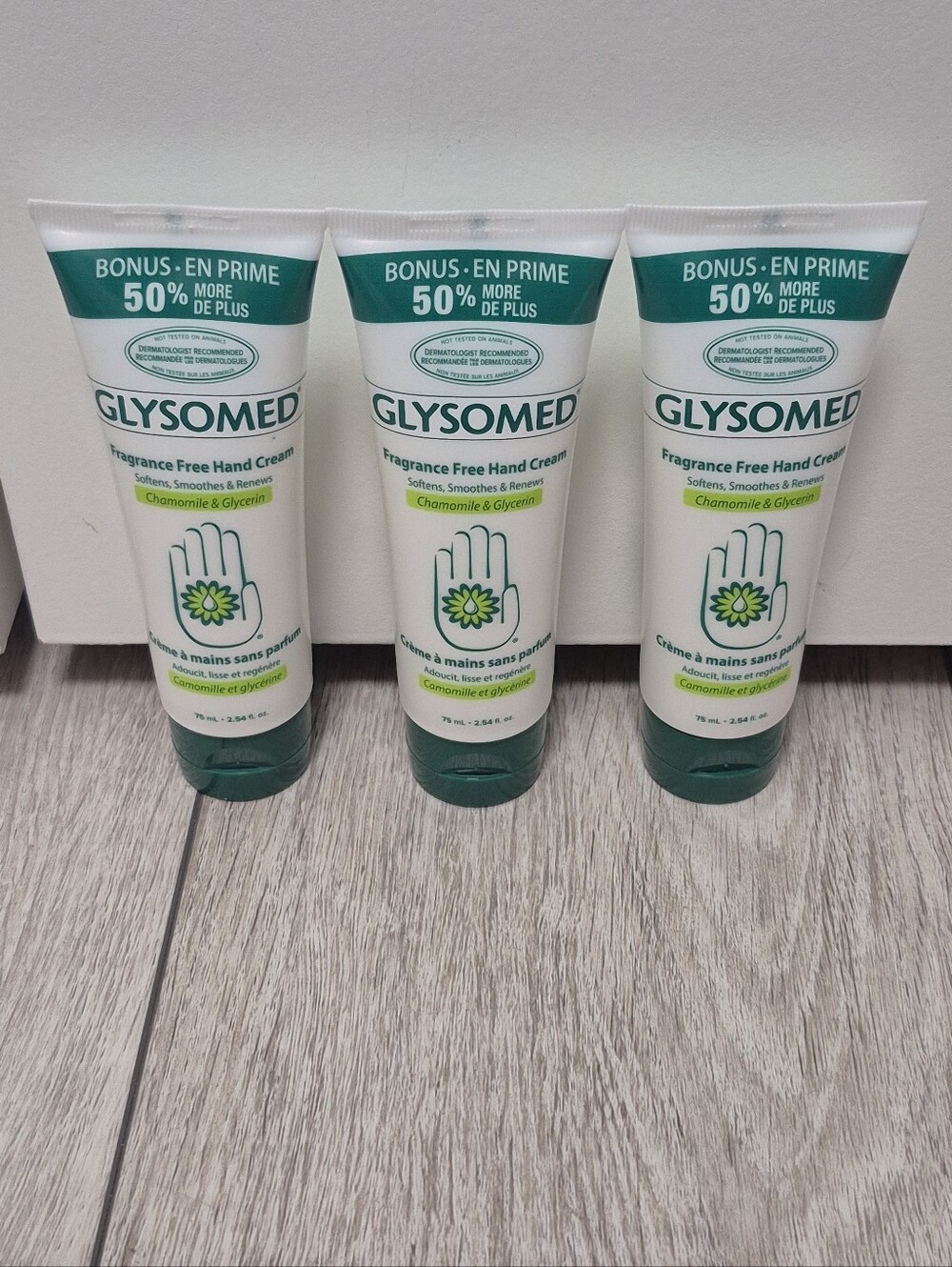 (3) Glysomed Fragrance Free Unscented Hand Cream With Glycerin & Chamomile 75ml